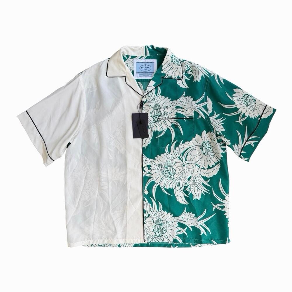 Size L - Prada Double Match Silk Shirt NEW with tags